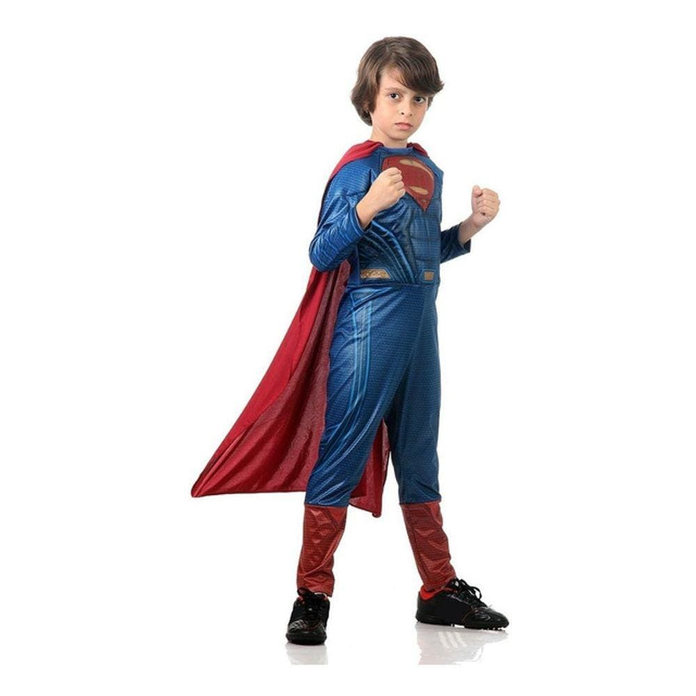 Fantasia Superman Infantil Super Homem Luxo Com Músculo Capa