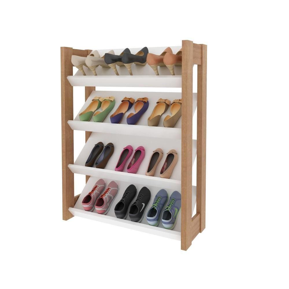 Sapateira AZ1025 Tecnomobili 4 Prateleiras Marrom Branca