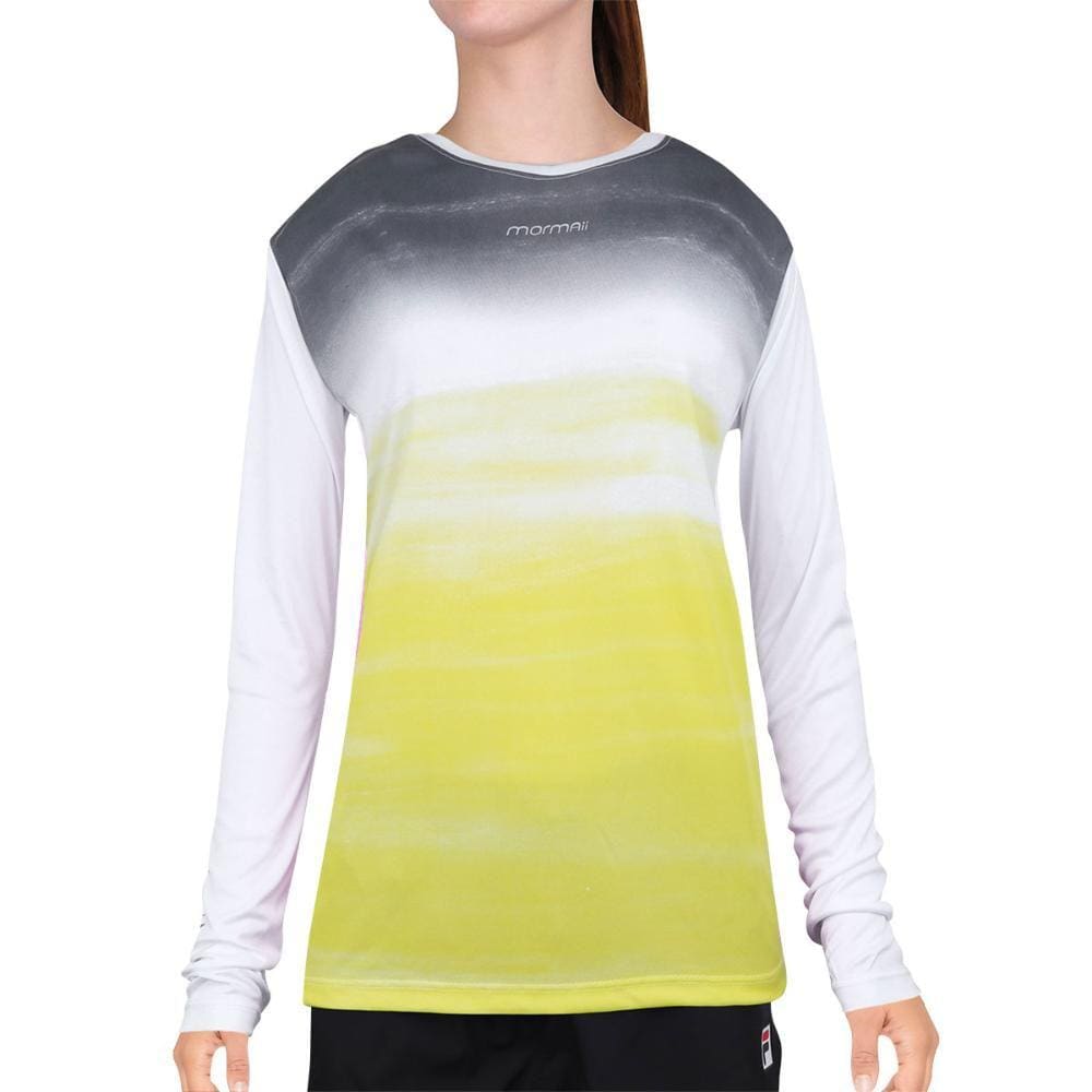 Camiseta Manga Longa Mormaii Helanca UV Dry Beach 71149 Branca Marinho e Amarela