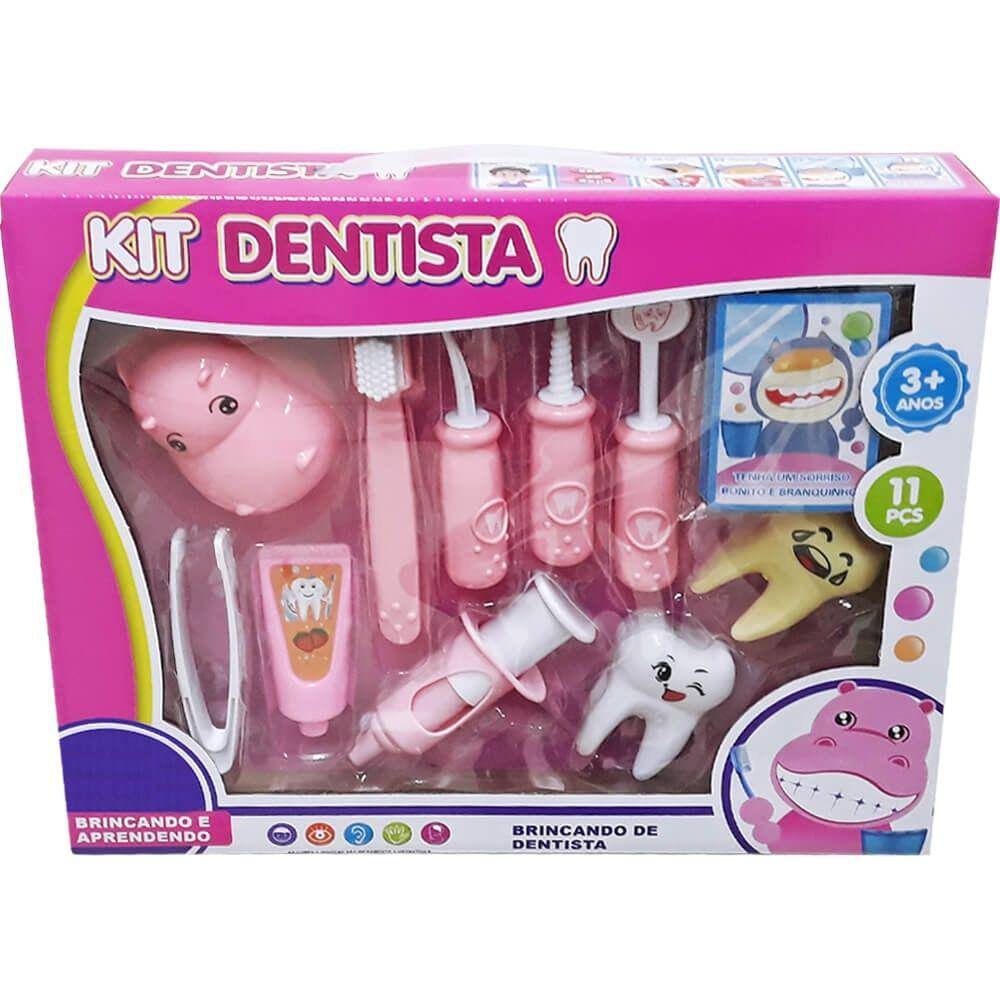 BRINQUEDO KIT DENTISTA GRANDE PARA MENINAS ROSA - FÊNIX