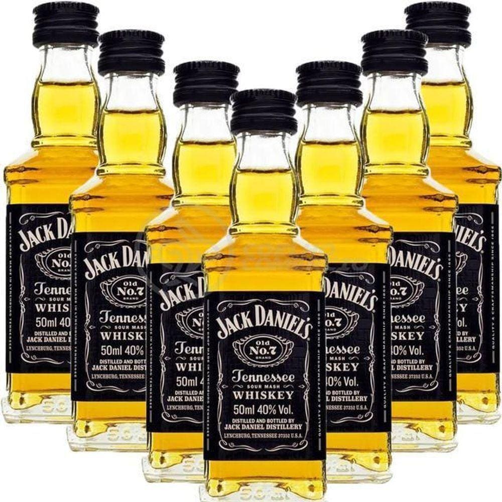 Kit 7 Padrinhos Casamento Miniatura Whisky Jack Daniels 50Ml