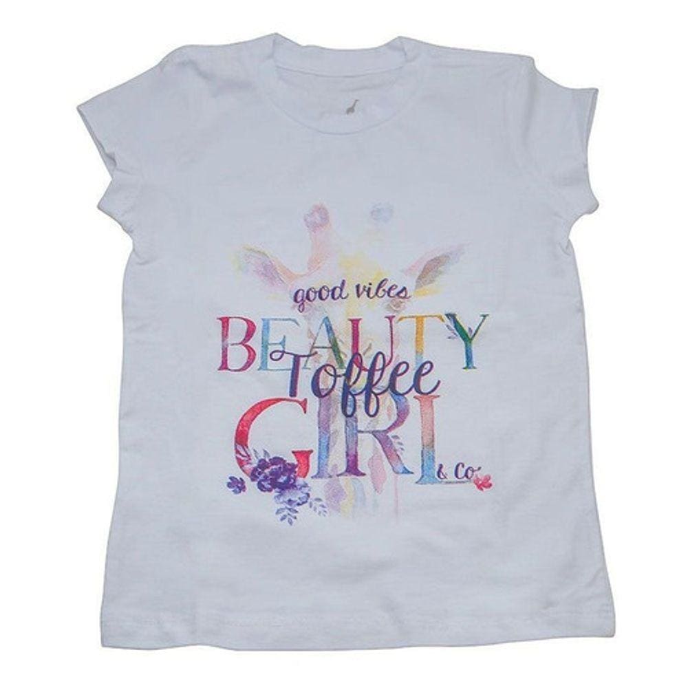 Baby Look Infantil Arte Toffee Cor Branca - Nº03