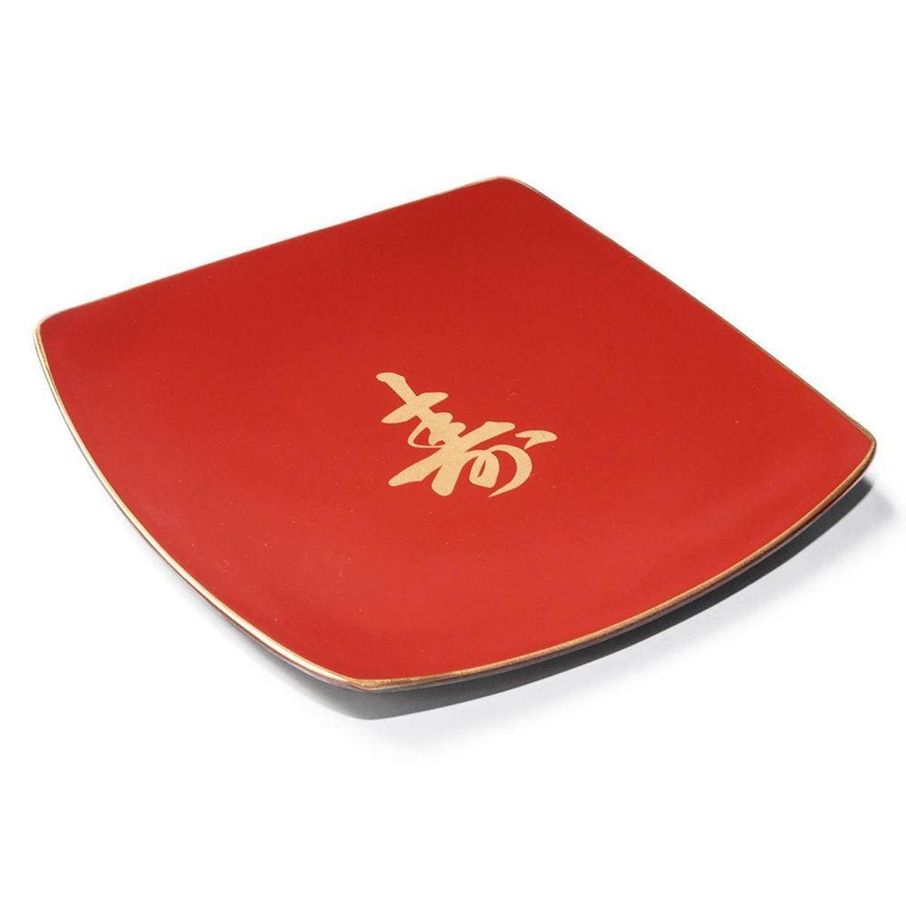 Prato Sushizara Japonês Sushi Sashimi Vermelho 22X22Cm