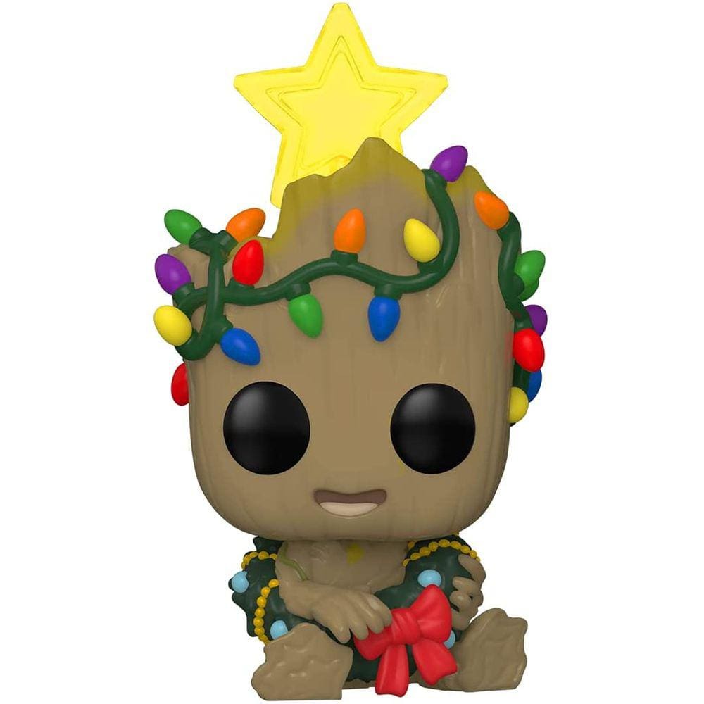Funko POP! Marvel Holiday Groot com Luzes (Glow in The Dark), Exclusivo