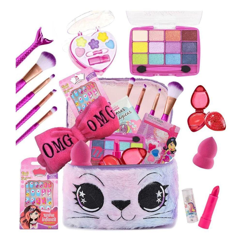 Kit Maquiagem Criança Infantil Maleta + Batom Sombra Pincel