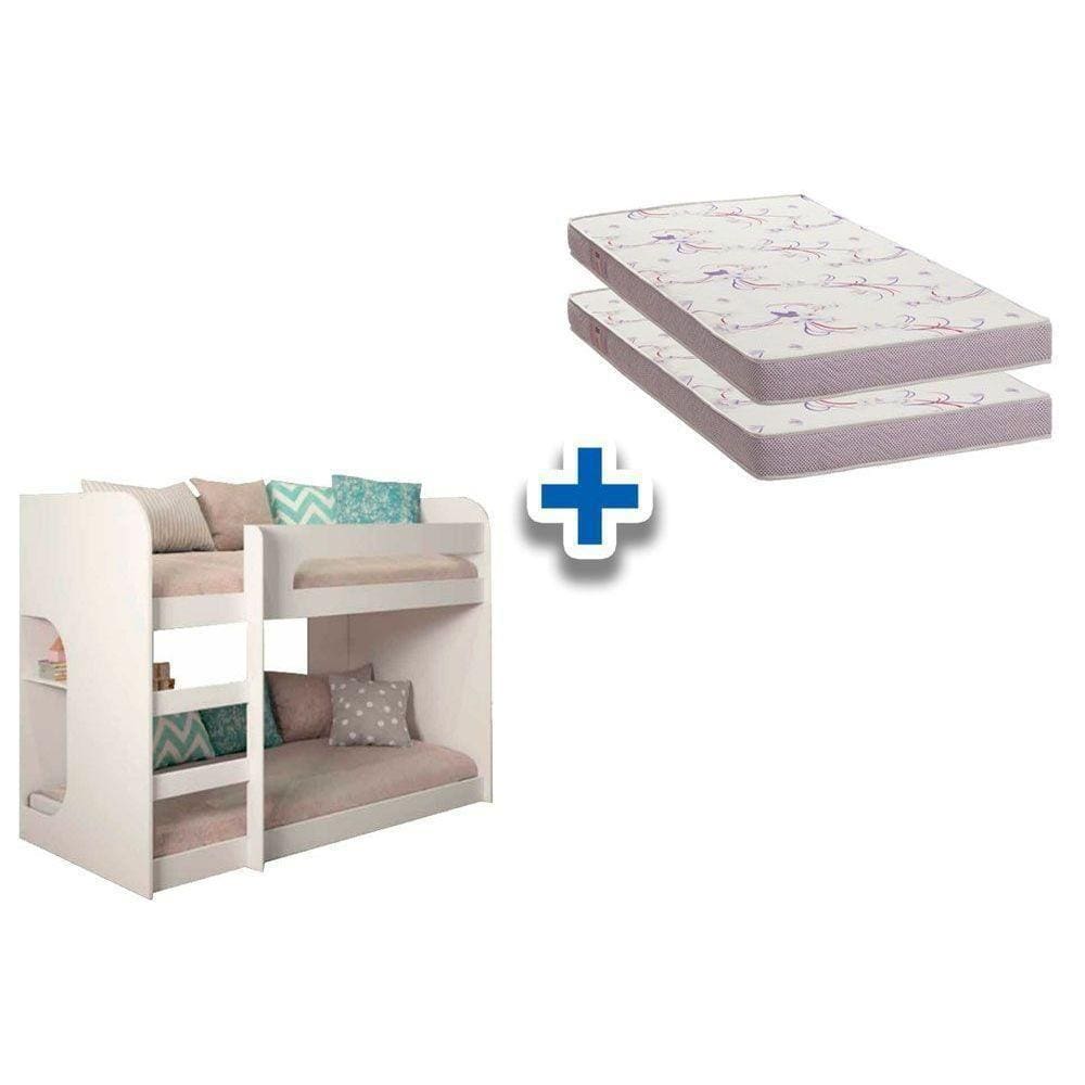 Colchão Physical Resistente (2Un) + Beliche Ema Branco