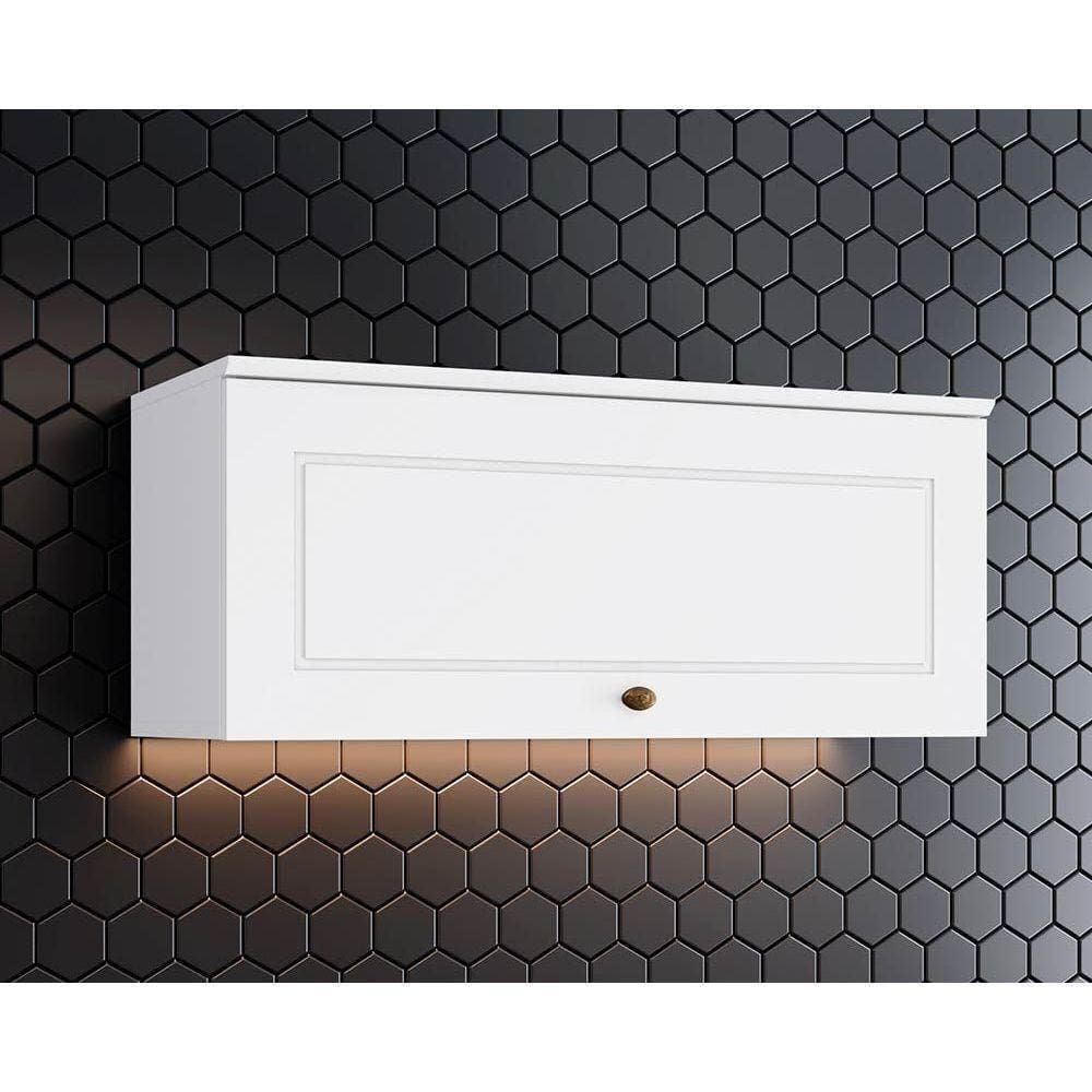 Armário Aéreo P/ Cozinha Americana 1 Porta Basculante 80cm Branco - Henn