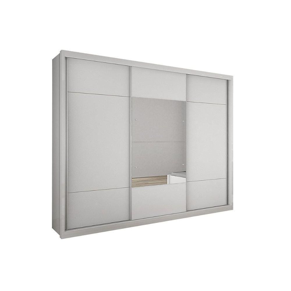 Guarda Roupas 3 Portas De Correr C/ Espelho E 4 Gavetas Arezzo Plus Branco - Novo Horizonte