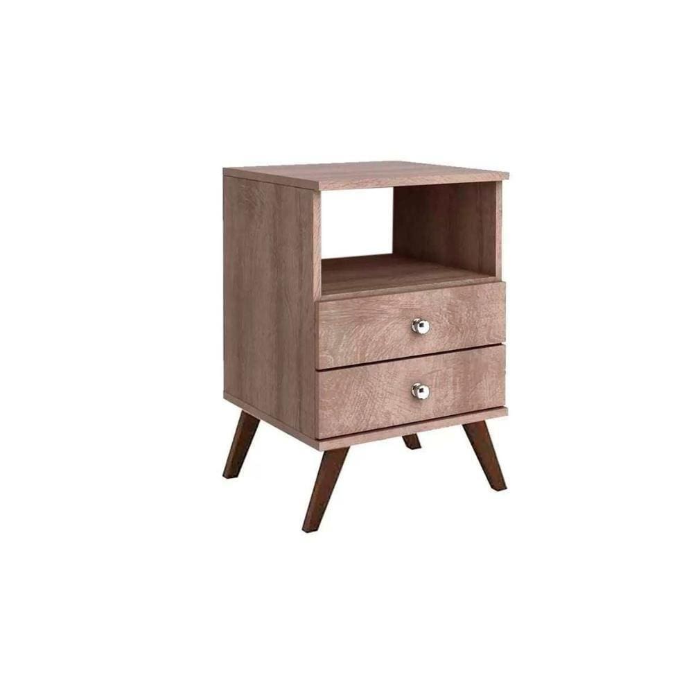 Mesa Cabeceira Casal Rt3103 C/ 2 Gavetas Rustico - Movelbento
