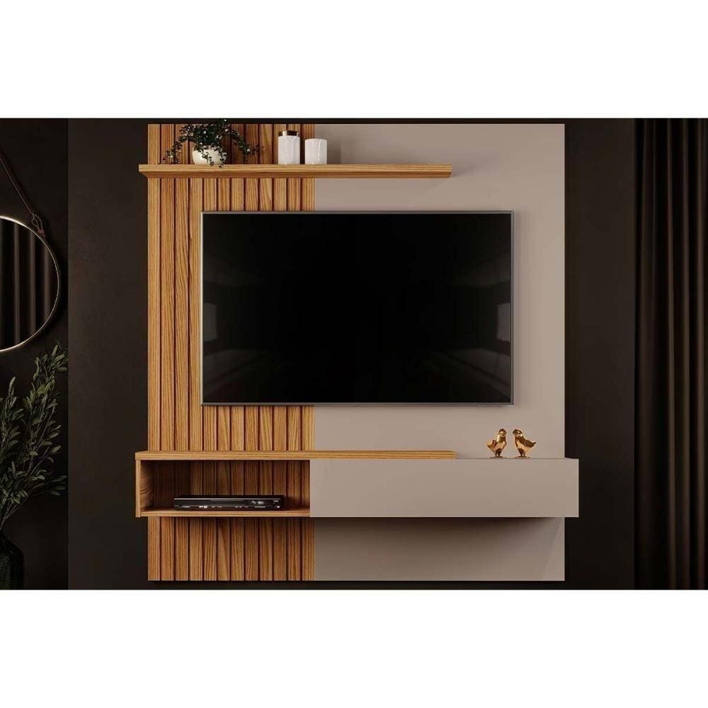 Painel P/ Tv Casal Tito Até 65 Polegadas Griz/carvalho - Dj Móveis