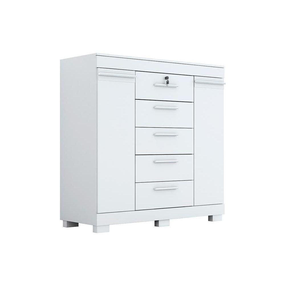 Cômoda De Quarto Diana C/ 2 Portas E 5 Gavetas Branco - Acp