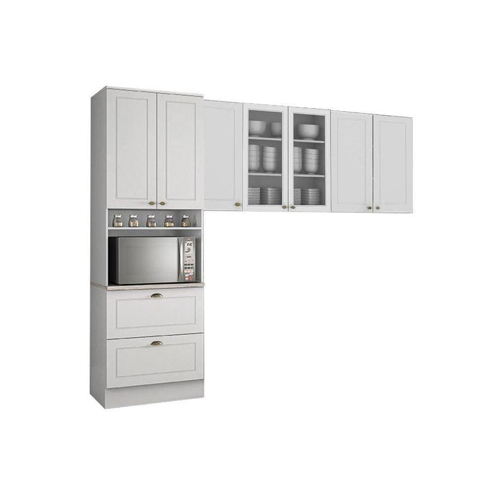 Cozinha Compacta Americana 3 Peças (2 Armários + 1 Paneleiro) Cpt12 Branco - Henn