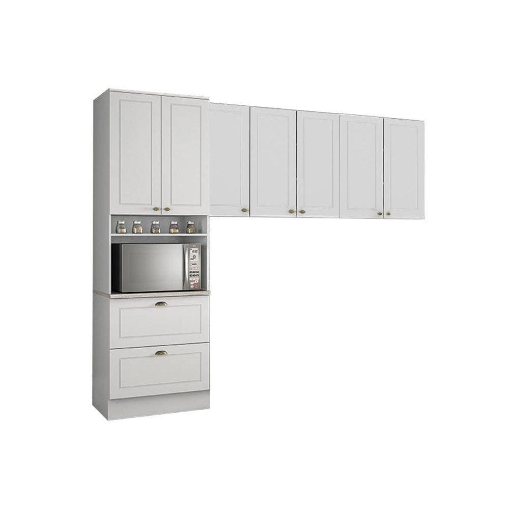 Cozinha Modulada Henn Americana 3 Peças (2 Armários + 1 Paneleiro) Cpt08 Branco