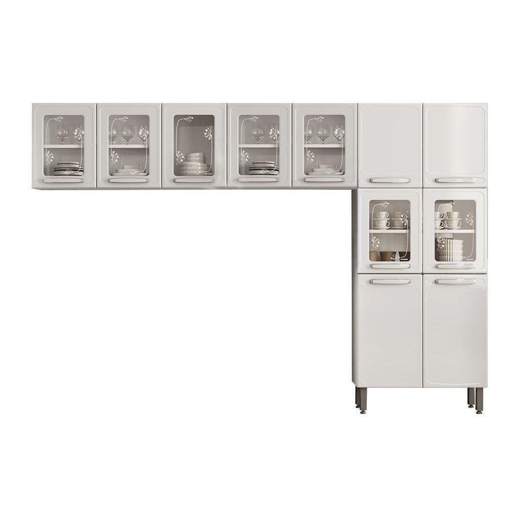 Kit De Cozinha Completa 3 Peças Evidence (2 Armários + 1 Paneleiro) Cpt61 Branco - Bertolini