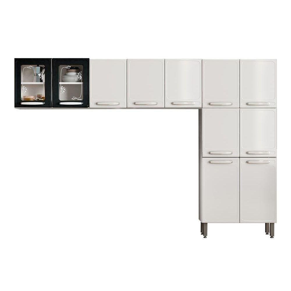 Cozinha Modulada Bertolini Evidence 3 Peças (2 Armários + 1 Paneleiro) Cpt52 Branco/preto