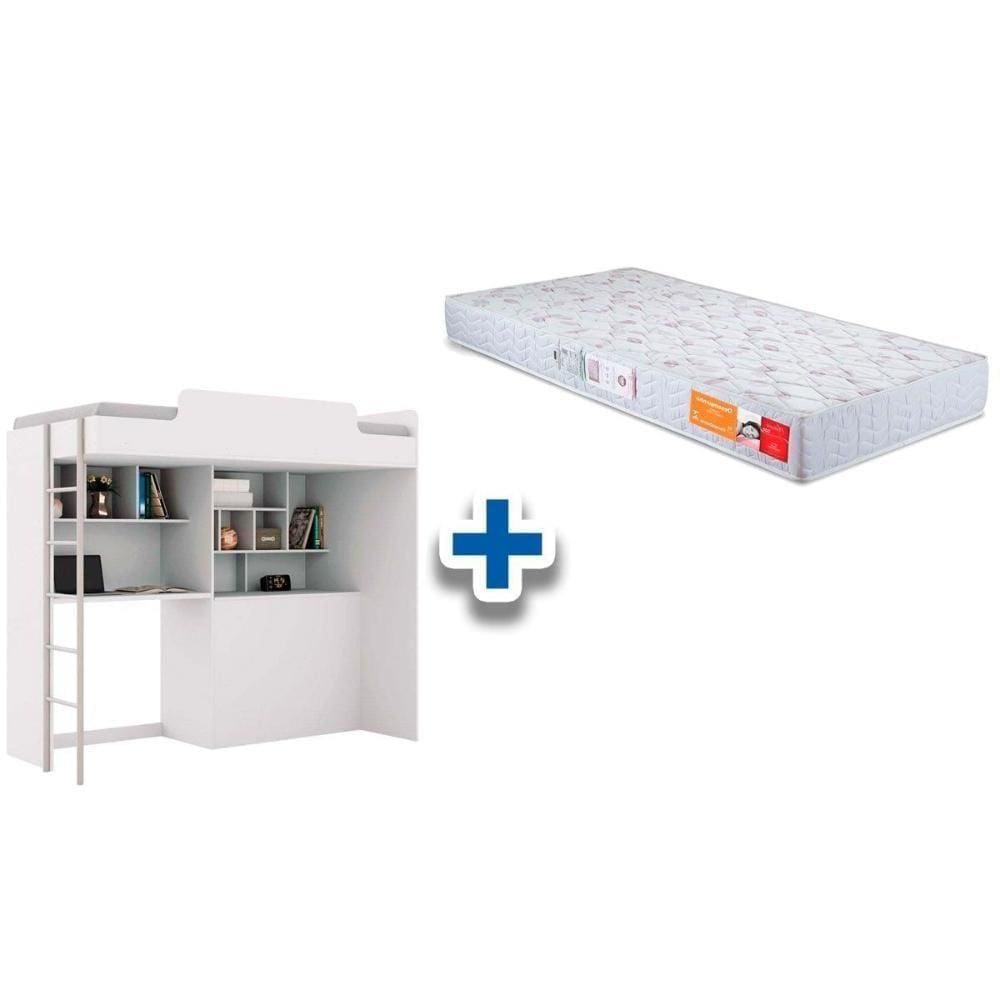 Colchão Platinum Orthocrin + Beliche Office New Multifuncinal Branco