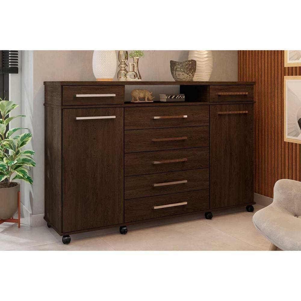 Cômoda De Quarto London C/ 2 Portas E 7 Gavetas ébano - Demóbile