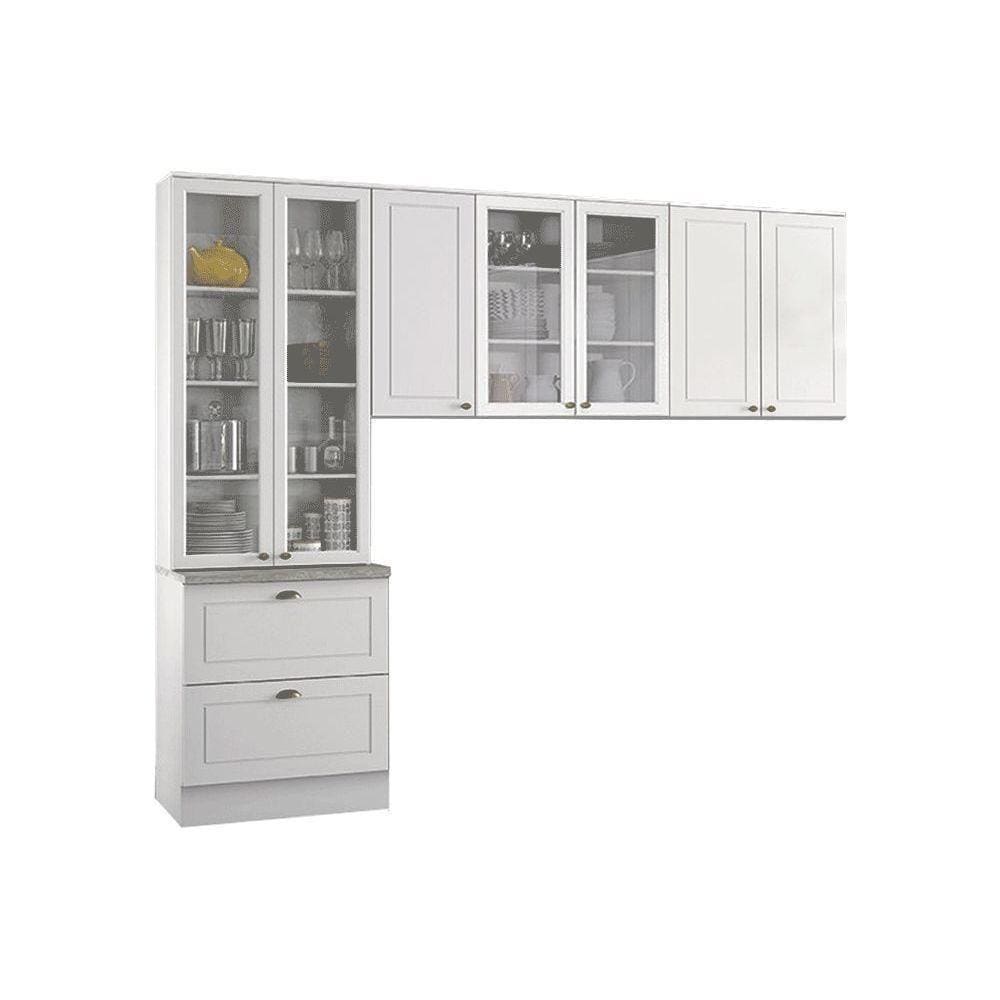 Cozinha Modulada Henn Americana 3 Peças (2 Armários + 1 Paneleiro) Cpt10 Branco