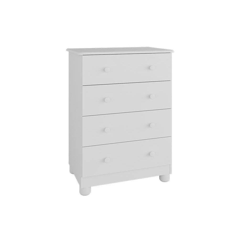 Cômoda De Quarto Júnior C/ 4 Gavetas Branco - Peroba