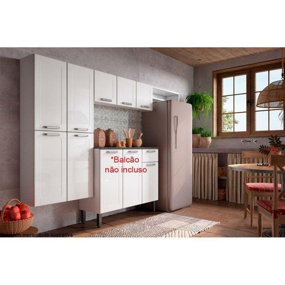 Cozinha Modulada Completa Dona Maria 3 Peças (1 Armário + 1 Paneleiro + 1 Complemento) Cpt101 Branco