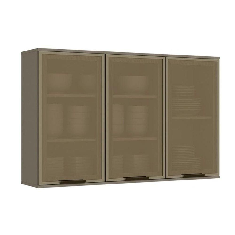 Armário Aéreo Cozinha Modulado Connect C/ 3 Portas De Vidro Duna - Henn