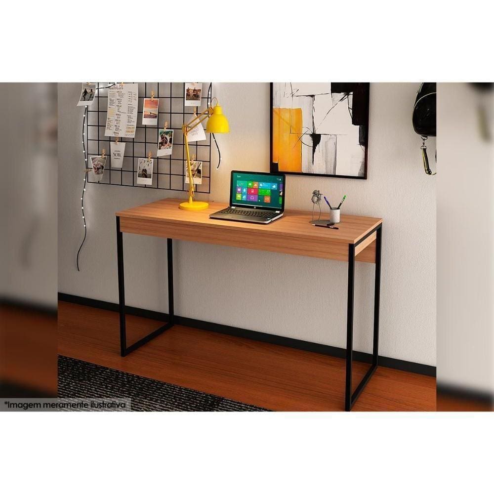 Mesa Computador Industrial Me4160 Amêndoa/preto - Tecno Mobili