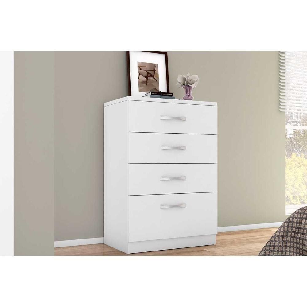 Cômoda Solteiro Astral C/ 4 Gavetas Branco - Demóbile