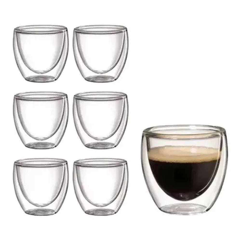 Kit 6 Copos Para Café Espresso - Vidro Duplo - Importado
