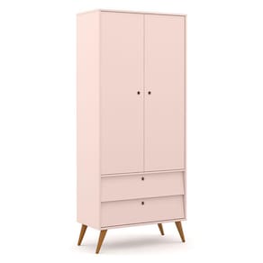 Guarda Roupa Infantil 2 Portas e 2 Gavetas Gold 100% MDF Cor Rosê com Eco Wood - Matic Móveis