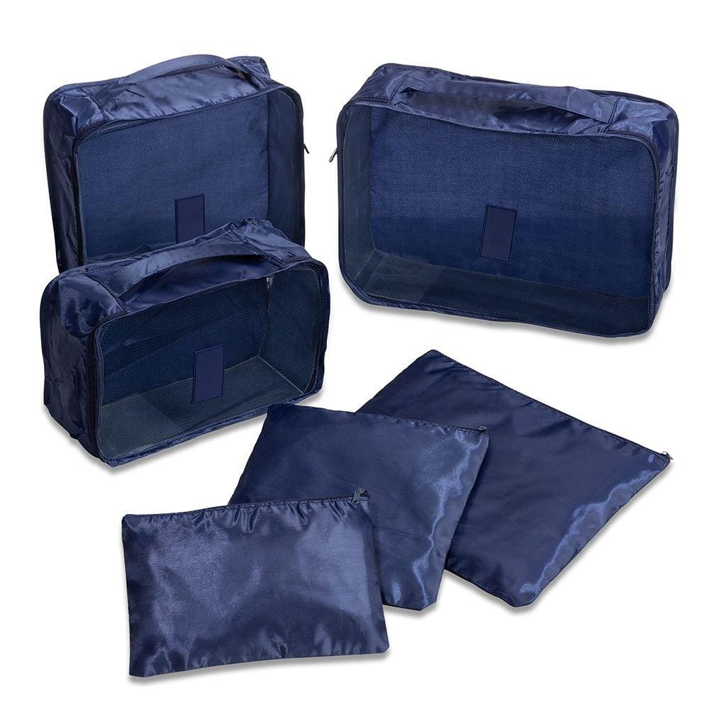 Organizador de Mala Viagem Necessaire Kit 6 Peças Azul Escuro CBRN20508