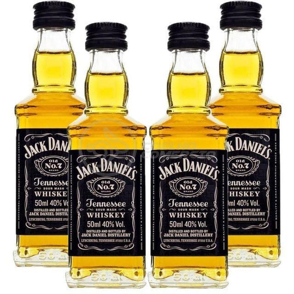 Kit 4 Padrinhos Casamento Miniatura Whisky Jack Daniels 50Ml