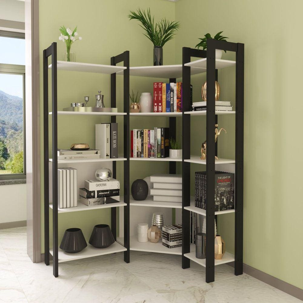 Estante de Canto Haia 15 Prateleiras Yescasa Preto/Branco