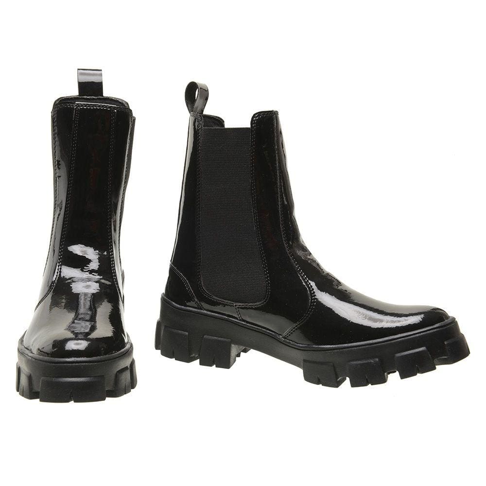 Bota Coturno Verniz Cano Médio M&D Store Calce Fácil Sola Macia