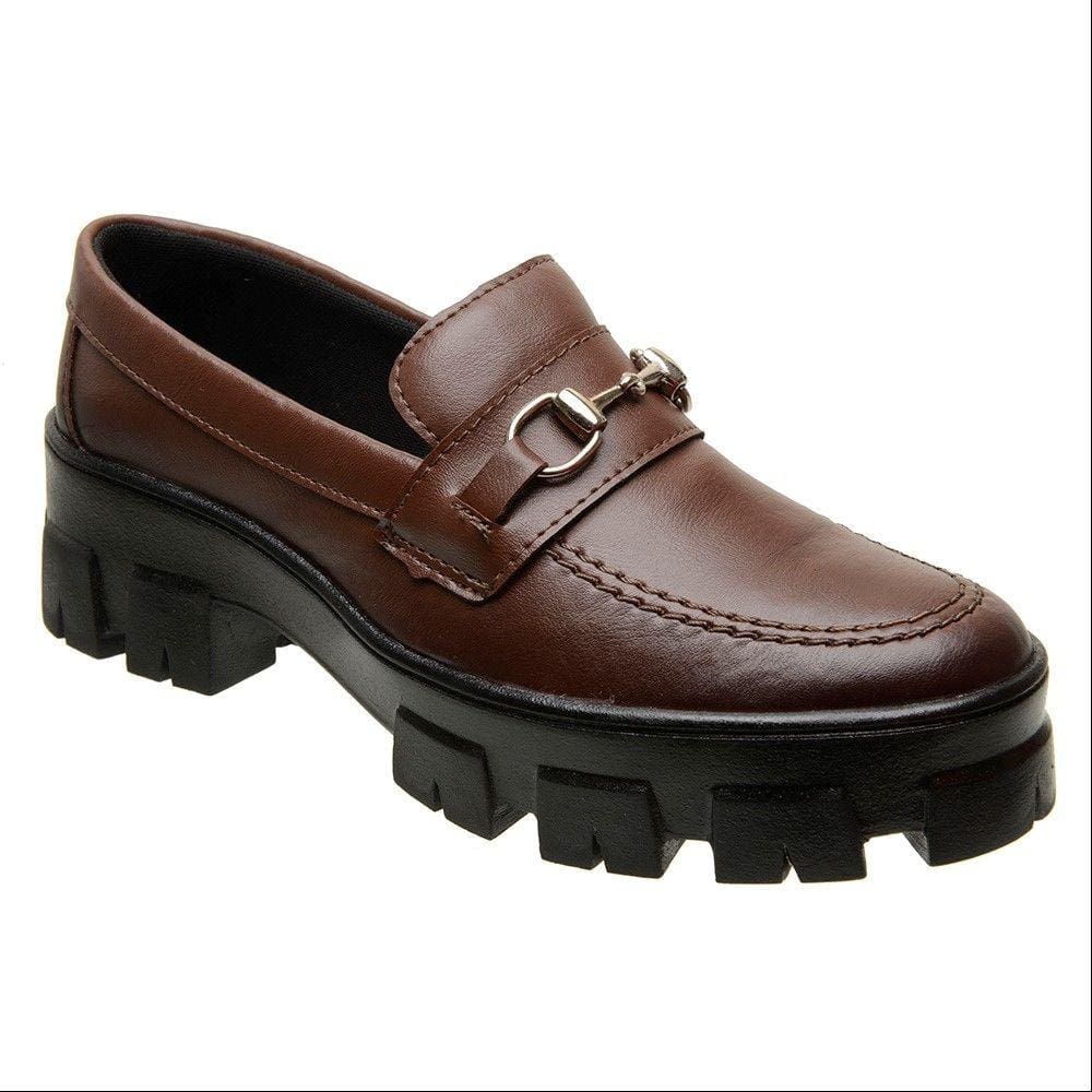 Mocassim M&D Store Sola Macia Tratorada Costura Aparente