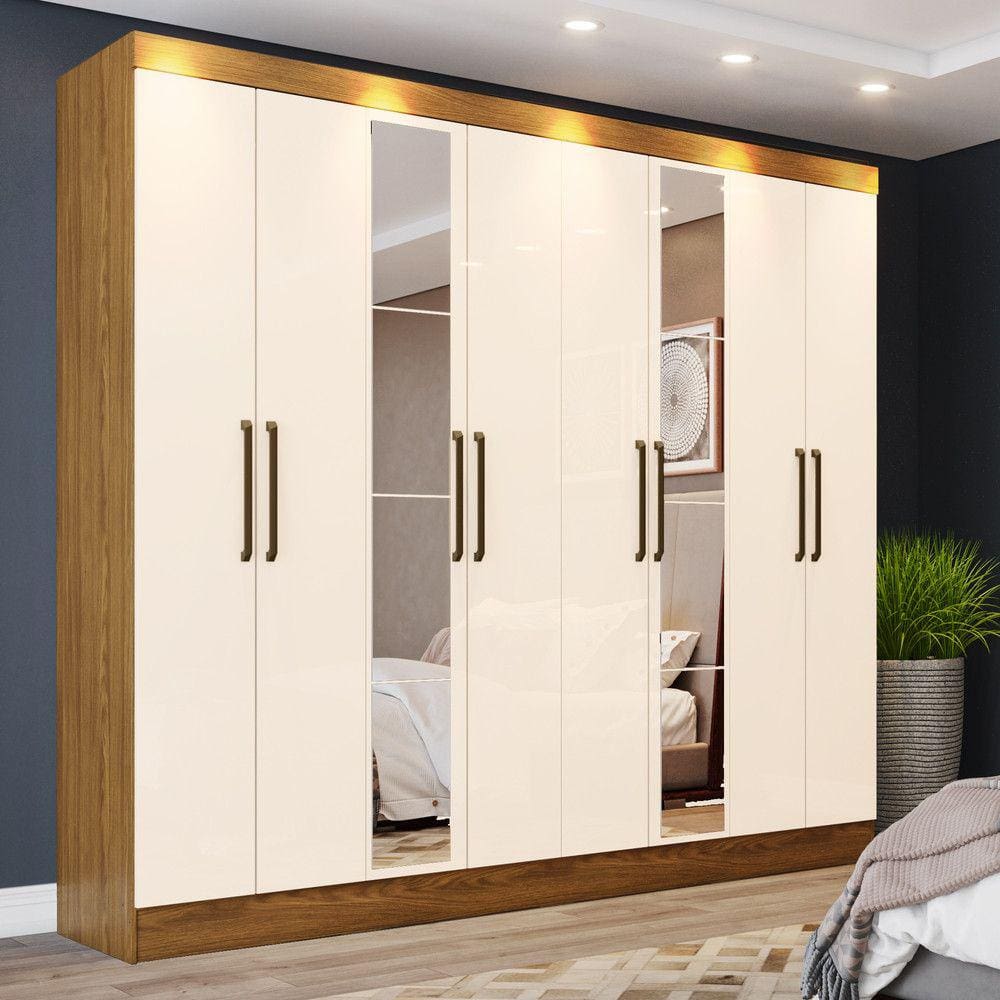 Guarda Roupa Casal 08 Portas 04 Gavetas com Espelho Ibiza Casa 812