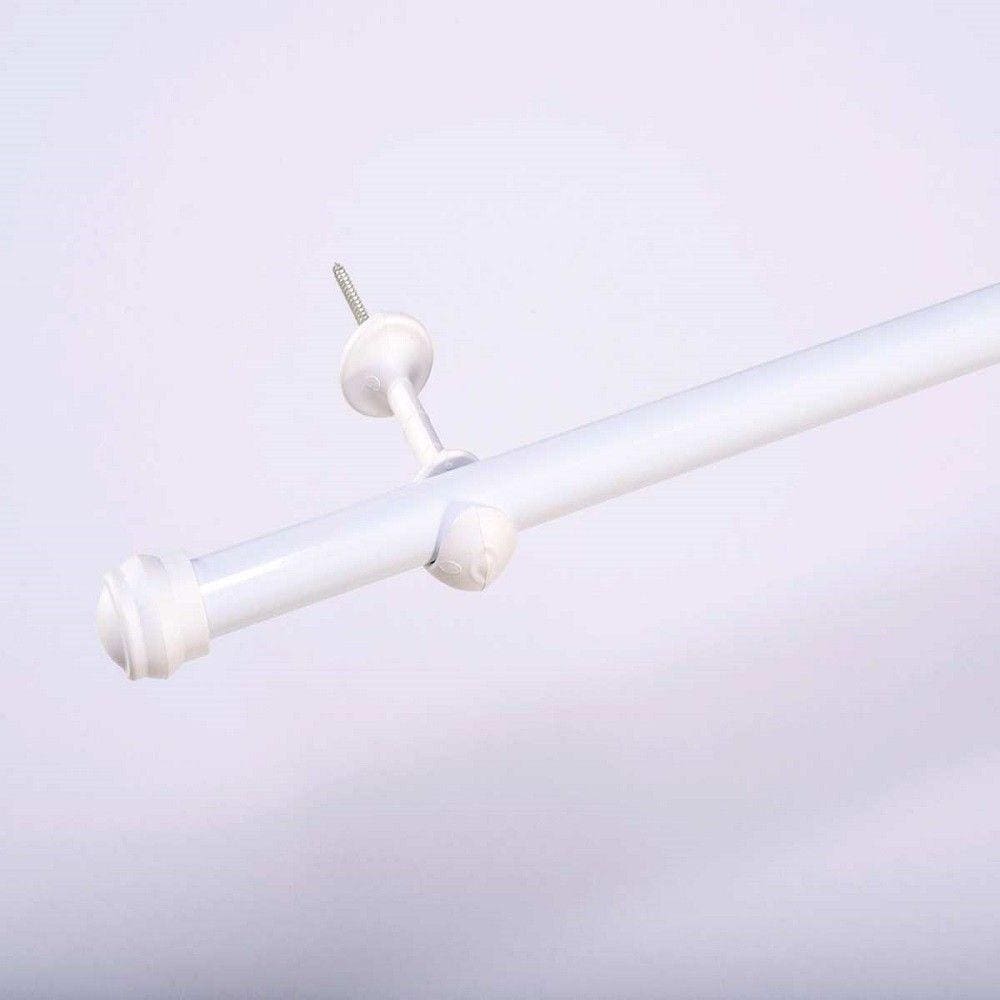 Kit Varão Simples 4 Metros 19mm Para Cortina Branco