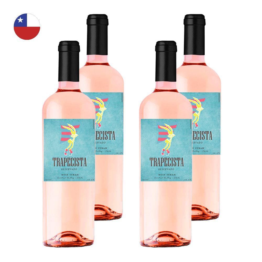 Kit 4 Vinhos Trapecista Reservado Syrah Rosé Chile 750ml