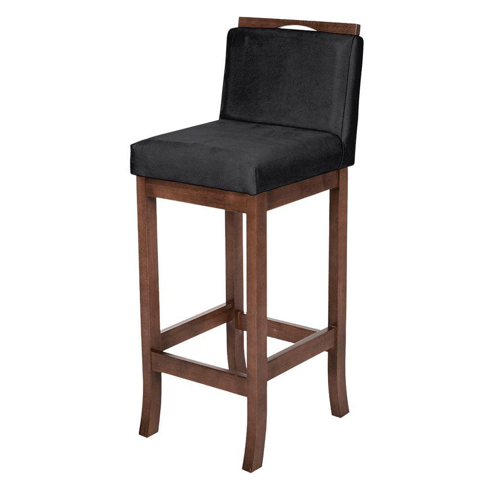 Banqueta Média para Balcão Turim Madeira Capuccino Suede Preto CCS