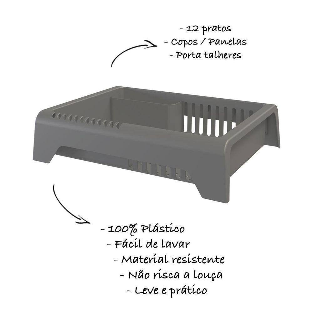 Escorredor De Louça Em Plástico Smile - Stolf Cinza