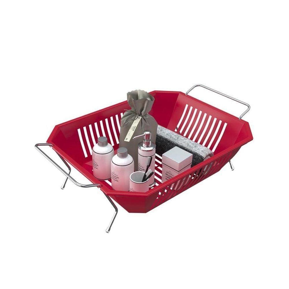 Fruteira De Mesa Com Cesta Em Plástico - Stolf Vermelho