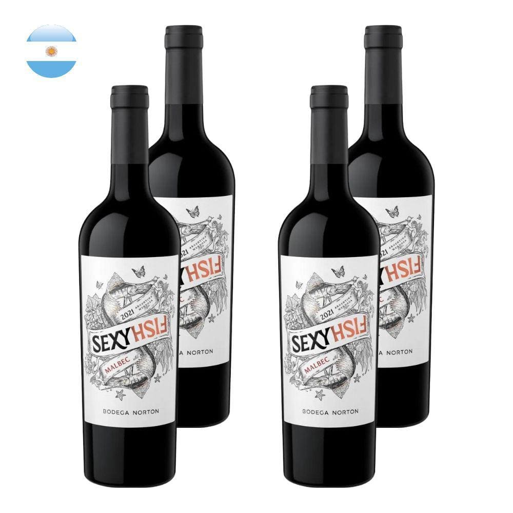 Kit 4 Vinhos Sexy Fish Malbec Tinto Argentina 750ml
