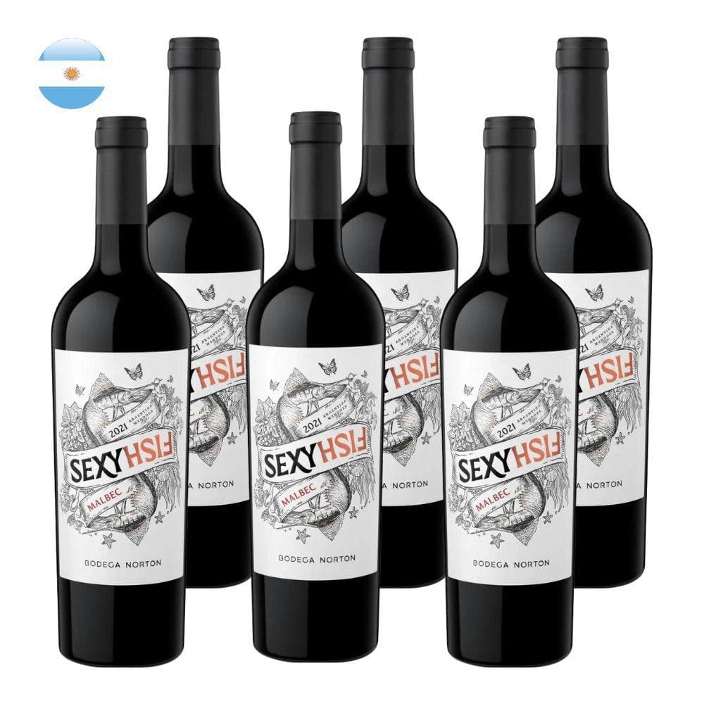 Kit 6 Vinhos Sexy Fish Malbec Tinto Argentina 750ml