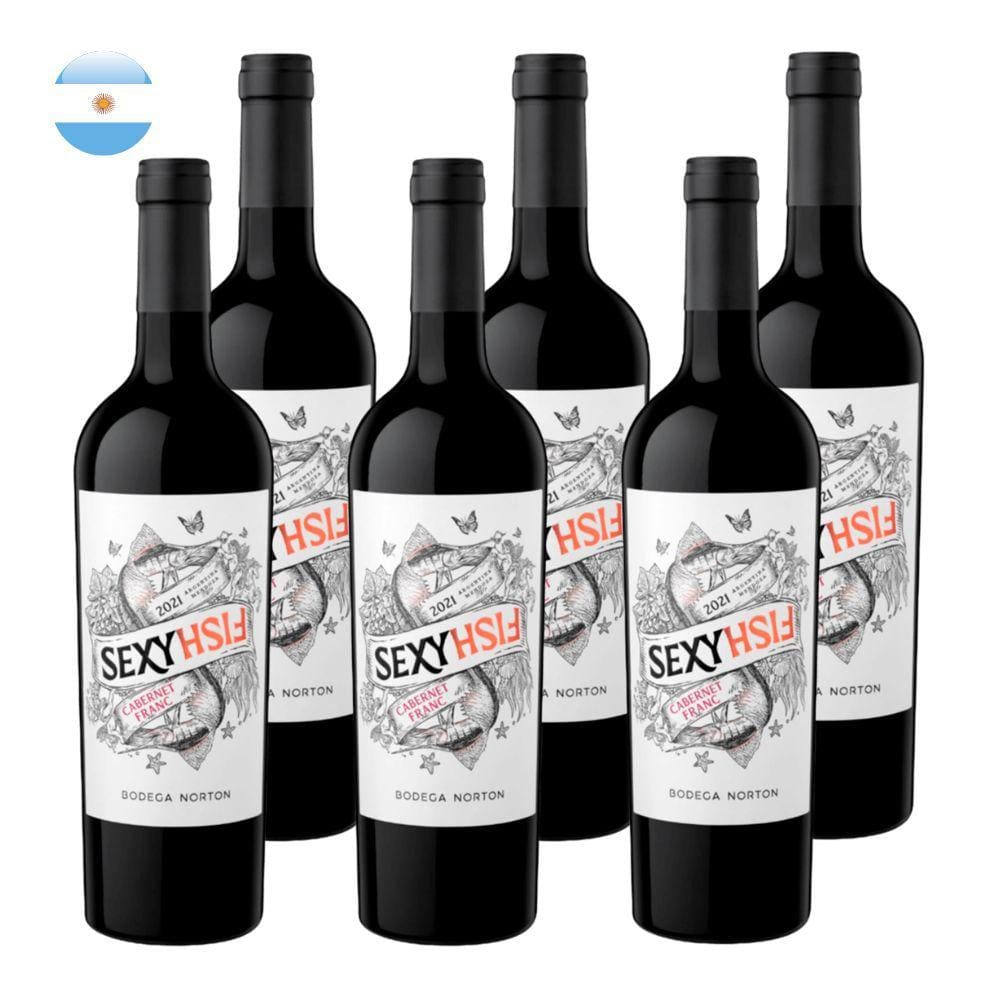 Kit 6 Vinhos Sexy Fish Cabernet Franc Tinto Argentina 750ml