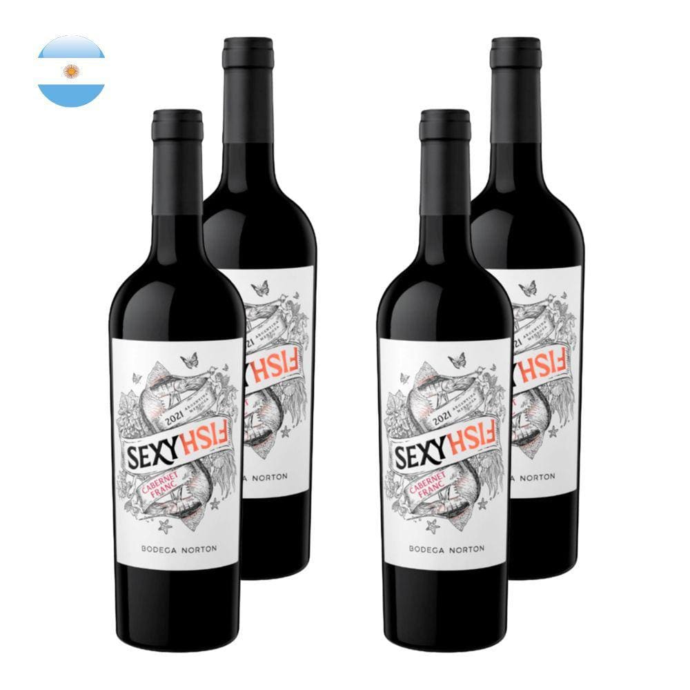 Kit 4 Vinhos Sexy Fish Cabernet Franc Tinto Argentina 750ml