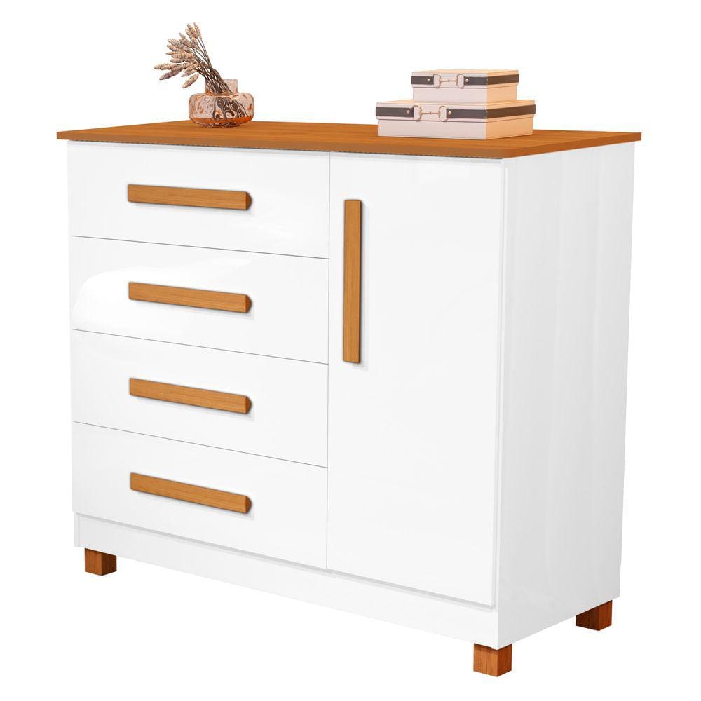 Cômoda Com Sapateira 4 Gavetas 1 Porta Grécia Branco Nature