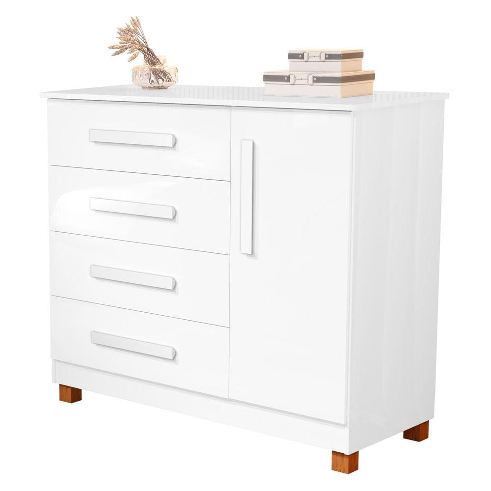 Cômoda Com Sapateira 4 Gavetas 1 Porta Grécia Branco