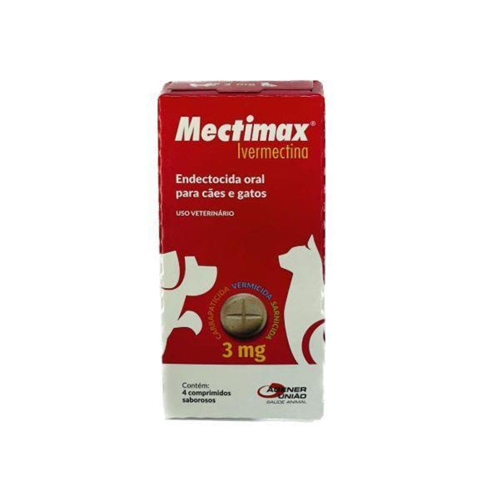 Mectimax Para Cães E Gatos 3 Mg - 4 Comprimidos