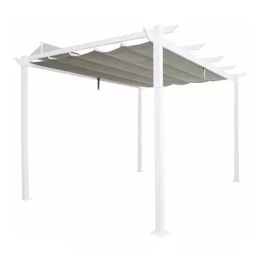 Pergolado Aluminio Cinza E Branco 2,54x4m Importado Premium