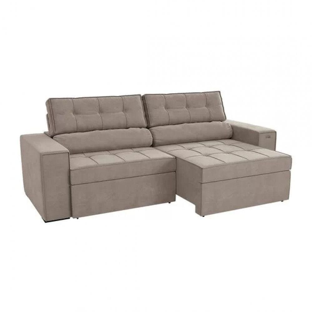 Sofá Metros Retrátil e Reclinável Kappesberg Lanus, Veludo Deluxe - S147