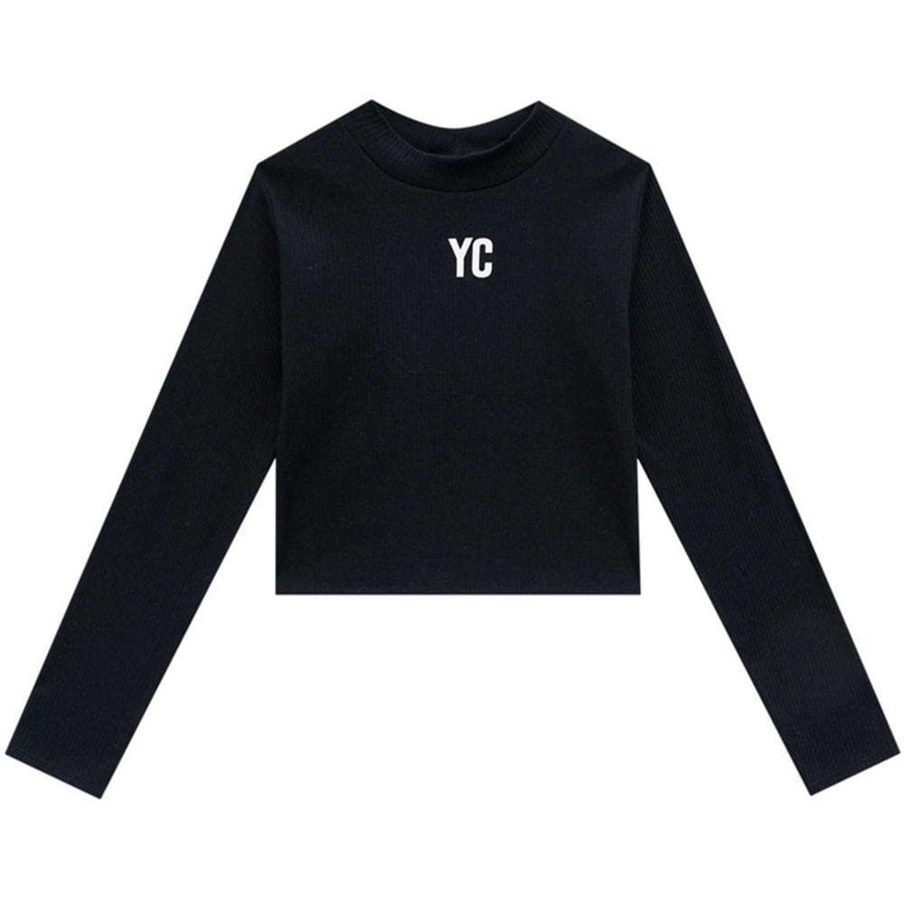 Blusa Cropped Infantil Manga Malha Canelada Feminina Young Class Ref: 54119 10/18